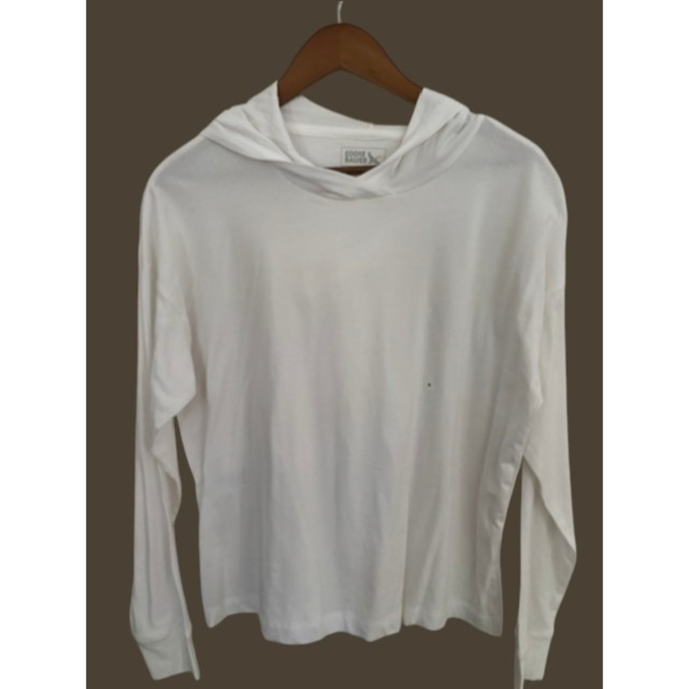 Eddie Bauer Tempo Light Hoodie Womens Small White Long Sleeve Active Top NEW